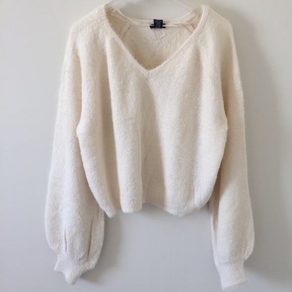 Fuzzy V-neck Sweater - Picture 3 of 6